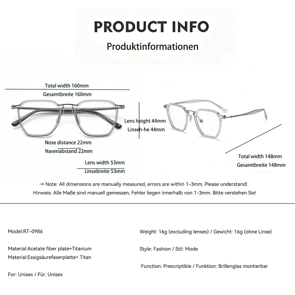 Modische Brille mit Titan-Metallrahmen