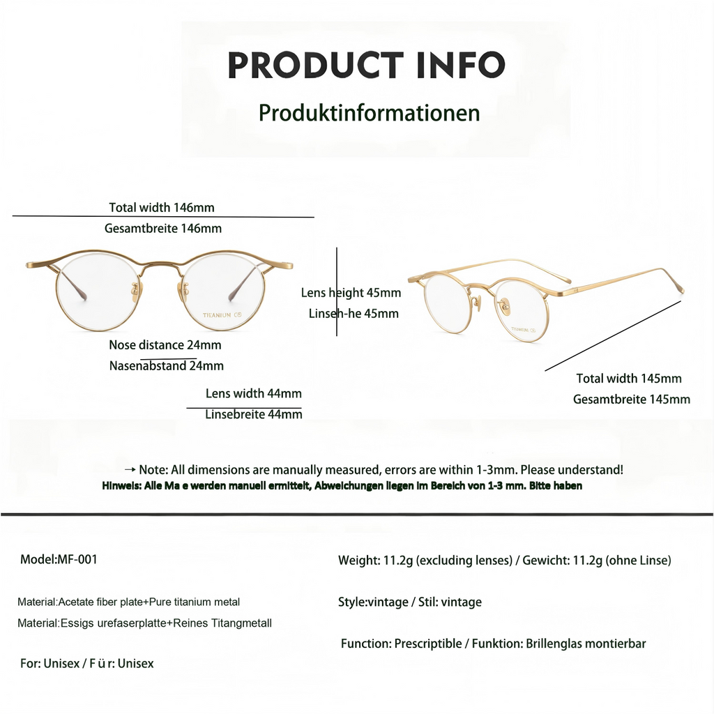 Minimalistische Retro-Brille aus reinem Titan