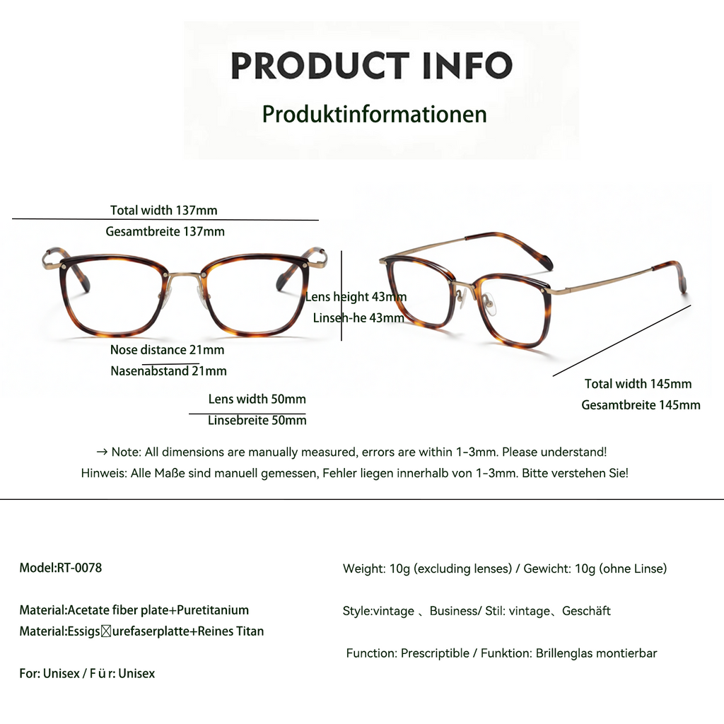 Pure Titanium Vintage Minimalist Glasses