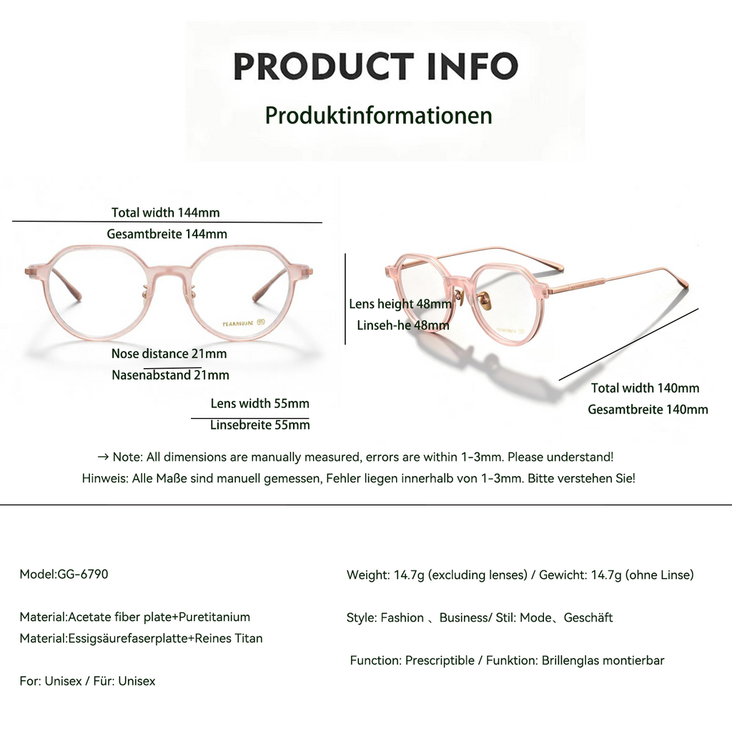 Gafas de lámina de titanio puro