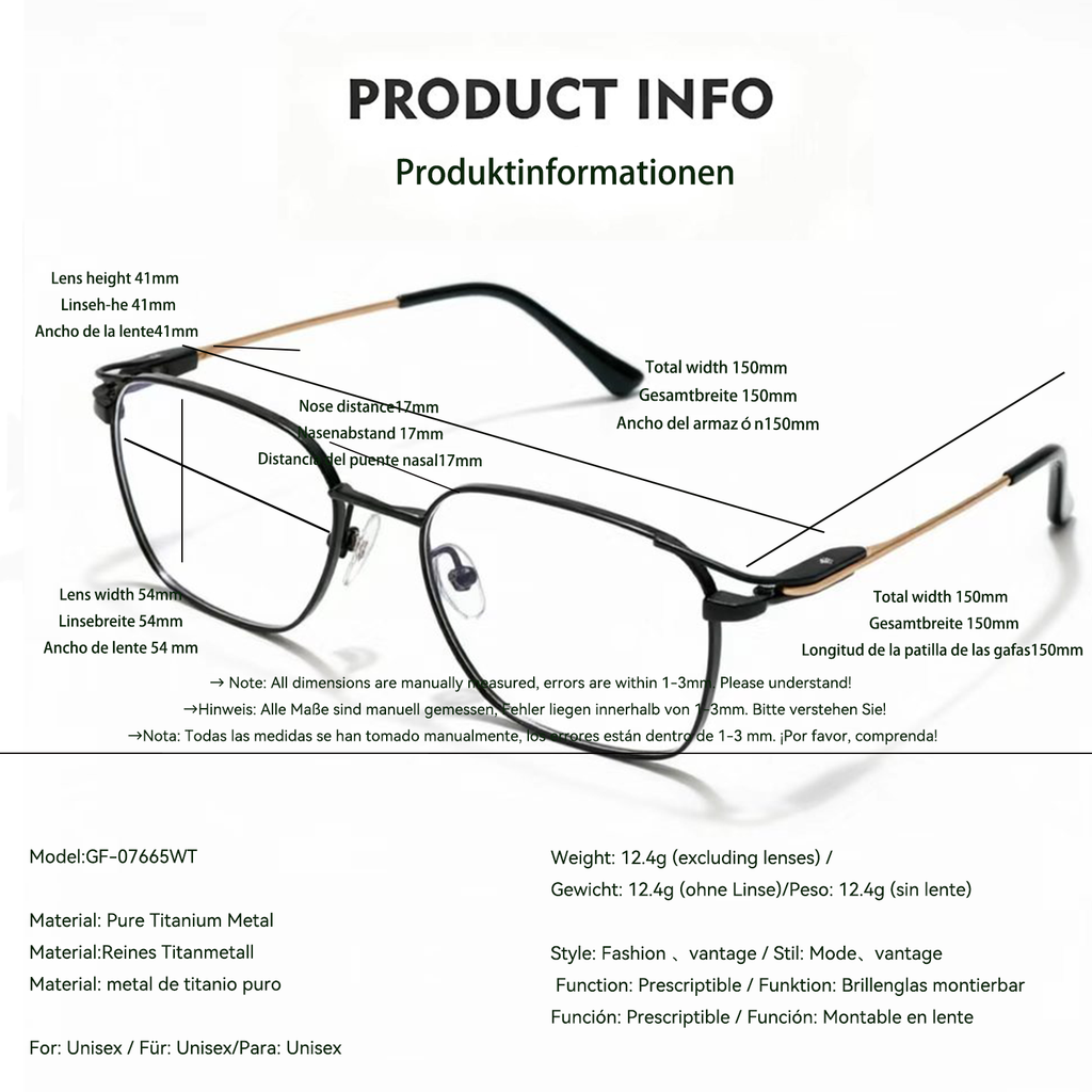 Gafas de titanio puro estilo empresarial vanguardista