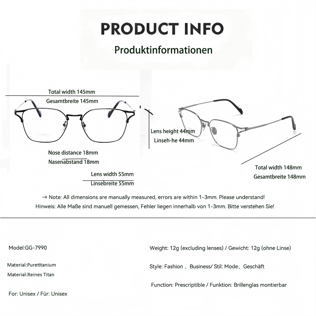 Businessbrille aus reinem Titan